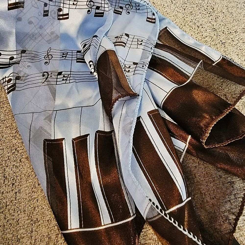 #Music Themed #Silken Scarf Scarves Tie Hair Neck Purse Wrap 13 'x 56"  #NWOT